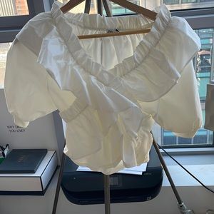 Zara white ruffled blouse